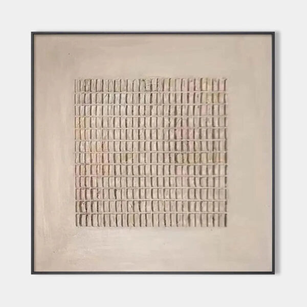 BEIGE GRID: Minimalist Textured Painting in Beige
