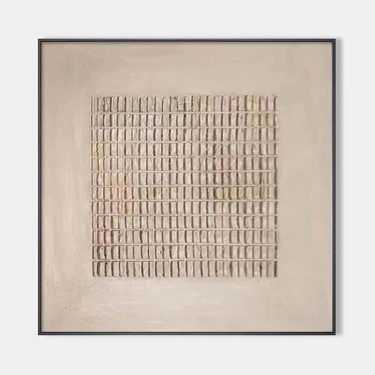 BEIGE GRID: Minimalist Textured Painting in Beige