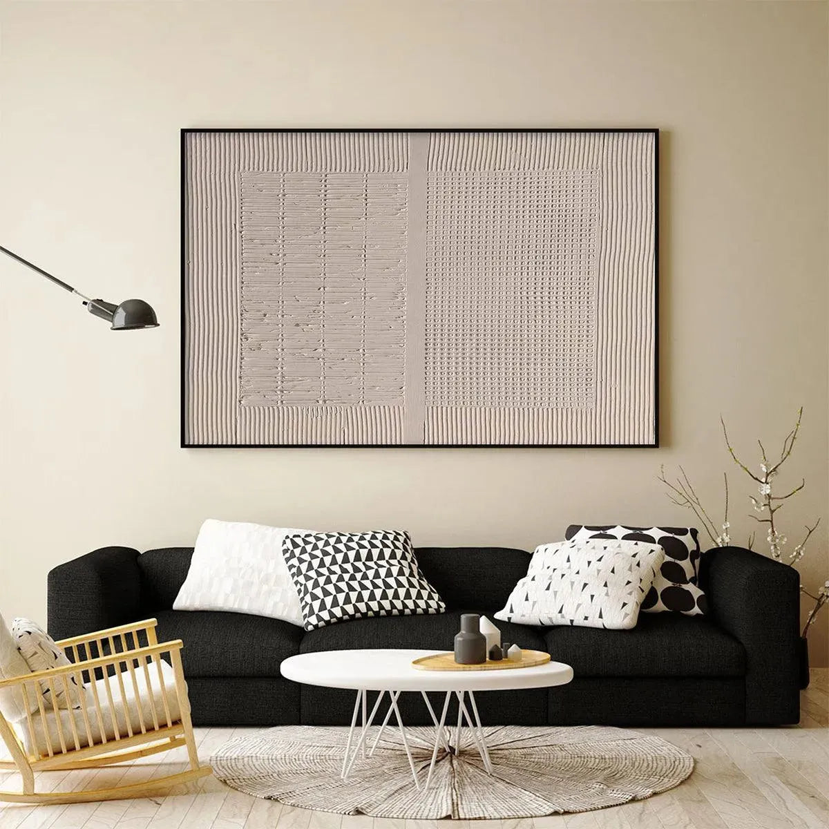 BEIGE TEXTURE DIPTYCH: Textured Abstract Painting in Beige - Image 4