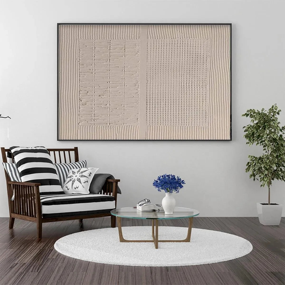 BEIGE TEXTURE DIPTYCH: Textured Abstract Painting in Beige - Image 8