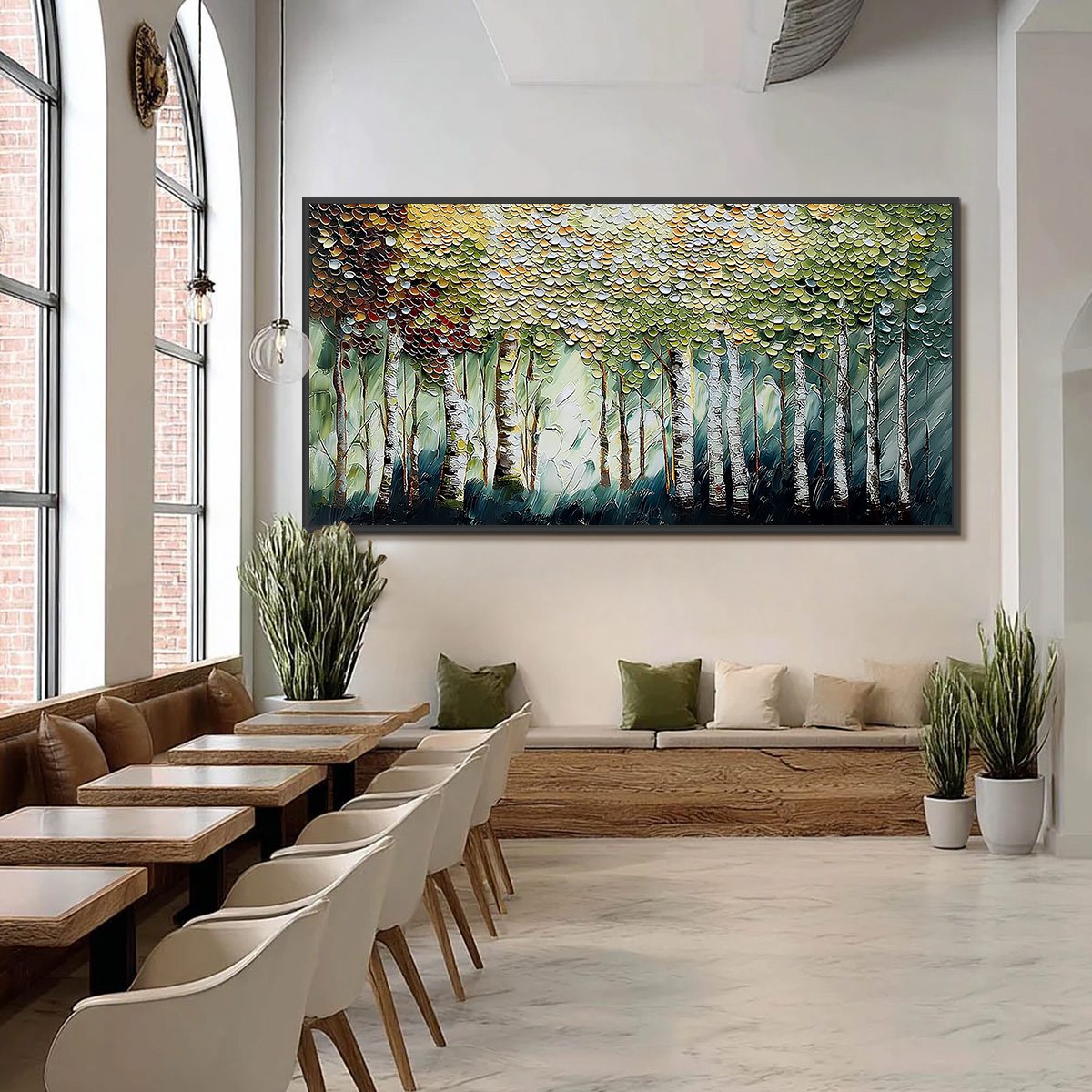 BIRCH SYMPHONY: Heavy Texture Palette Knife Forest Painting - Image 6