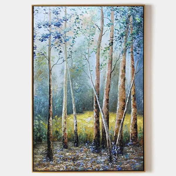 BIRCHLIGHT GLADE: Vertical Forest Landscape Oil Painting