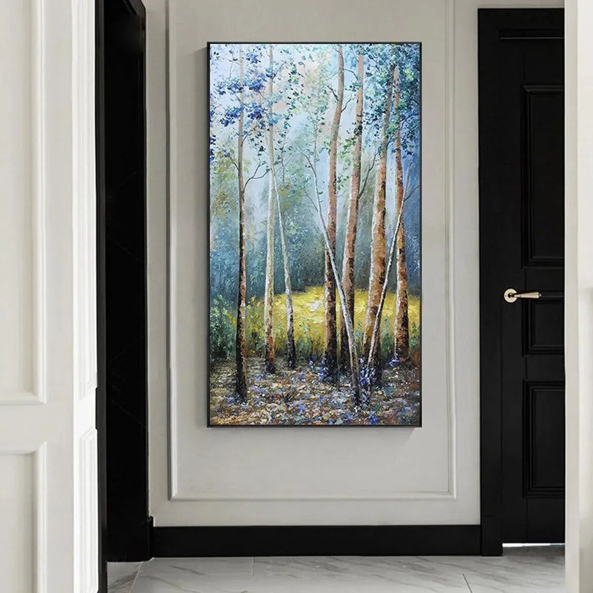 BIRCHLIGHT GLADE: Vertical Forest Landscape Oil Painting - Image 4
