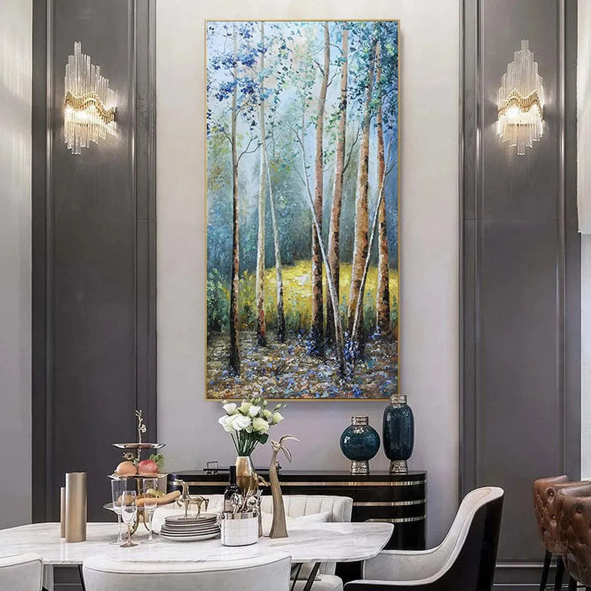 BIRCHLIGHT GLADE: Vertical Forest Landscape Oil Painting - Image 5