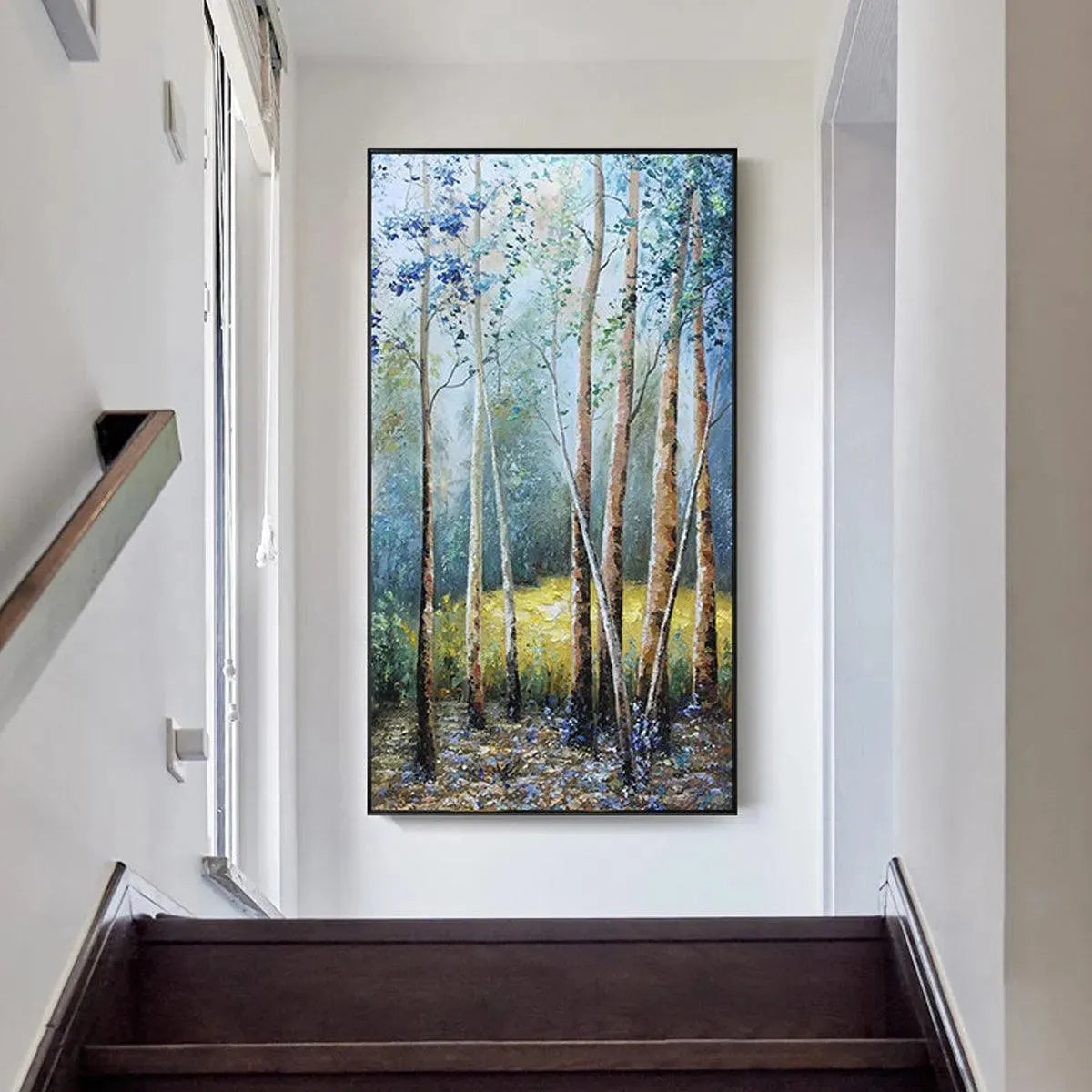 BIRCHLIGHT GLADE: Vertical Forest Landscape Oil Painting - Image 7