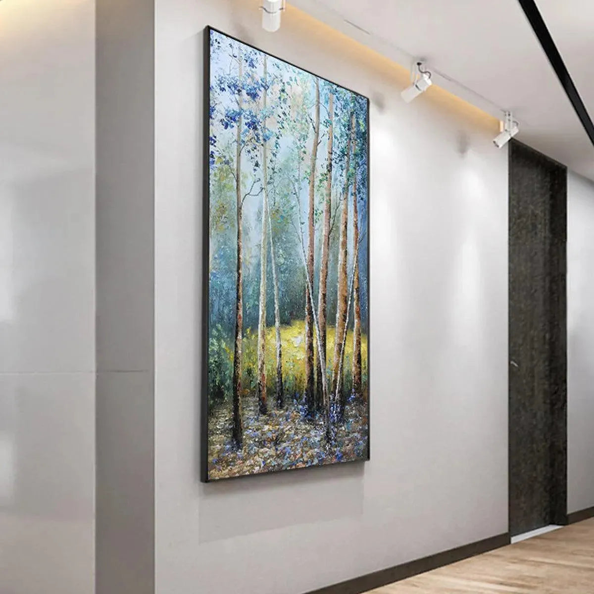 BIRCHLIGHT GLADE: Vertical Forest Landscape Oil Painting - Image 8