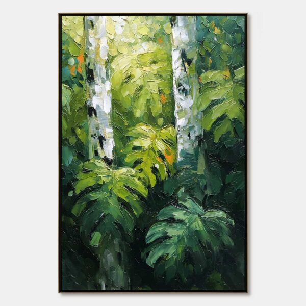 BIRCHWOOD WHISPERS: Textured Impasto Forest & Birch Tree Painting