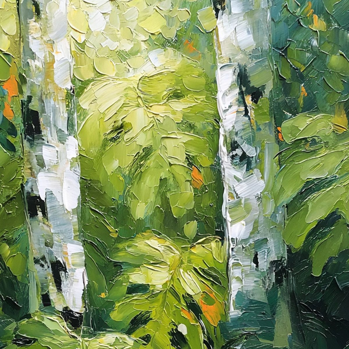BIRCHWOOD WHISPERS: Textured Impasto Forest & Birch Tree Painting - Image 3