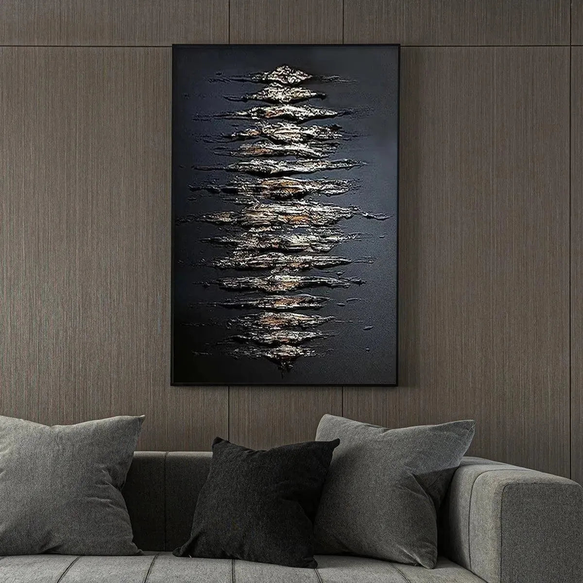 BLACK AND GOLD TEXTURE: Textured Abstract Painting - Image 4
