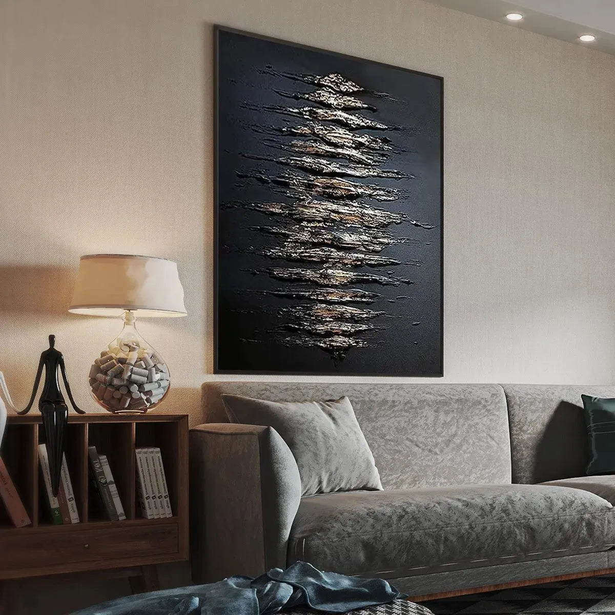 BLACK AND GOLD TEXTURE: Textured Abstract Painting - Image 5