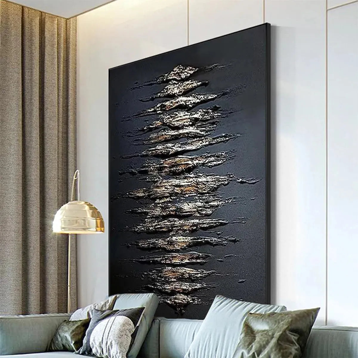 BLACK AND GOLD TEXTURE: Textured Abstract Painting - Image 7