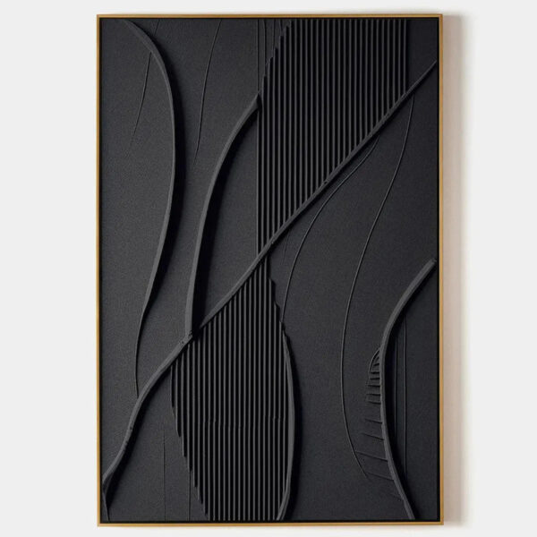 BLACK TEXTURED ABSTRACT: Minimalist Textured Painting