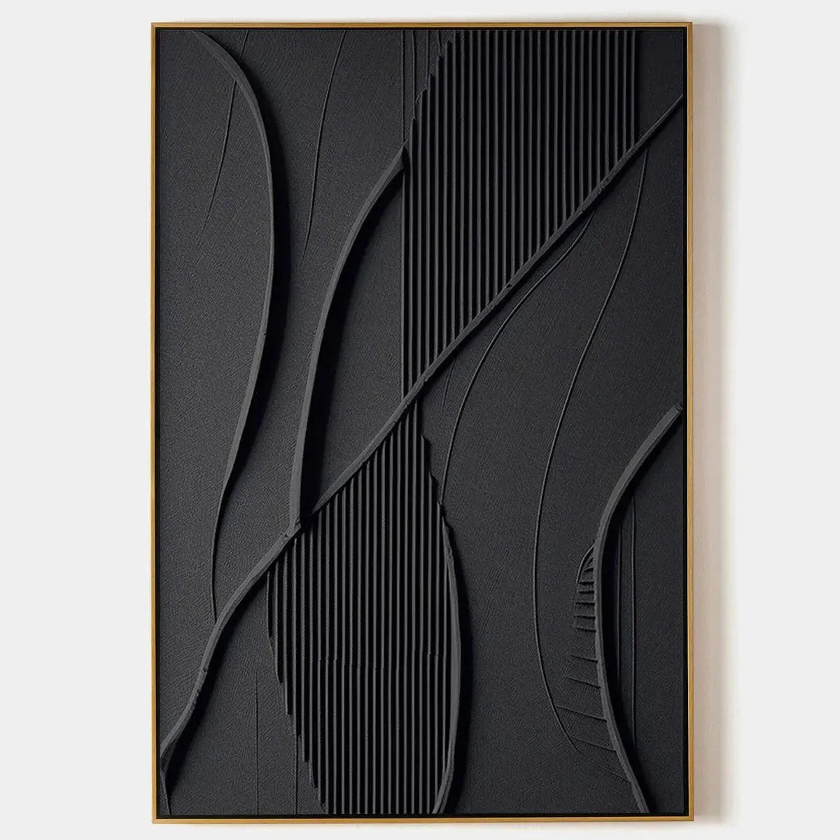 BLACK TEXTURED ABSTRACT: Minimalist Textured Painting
