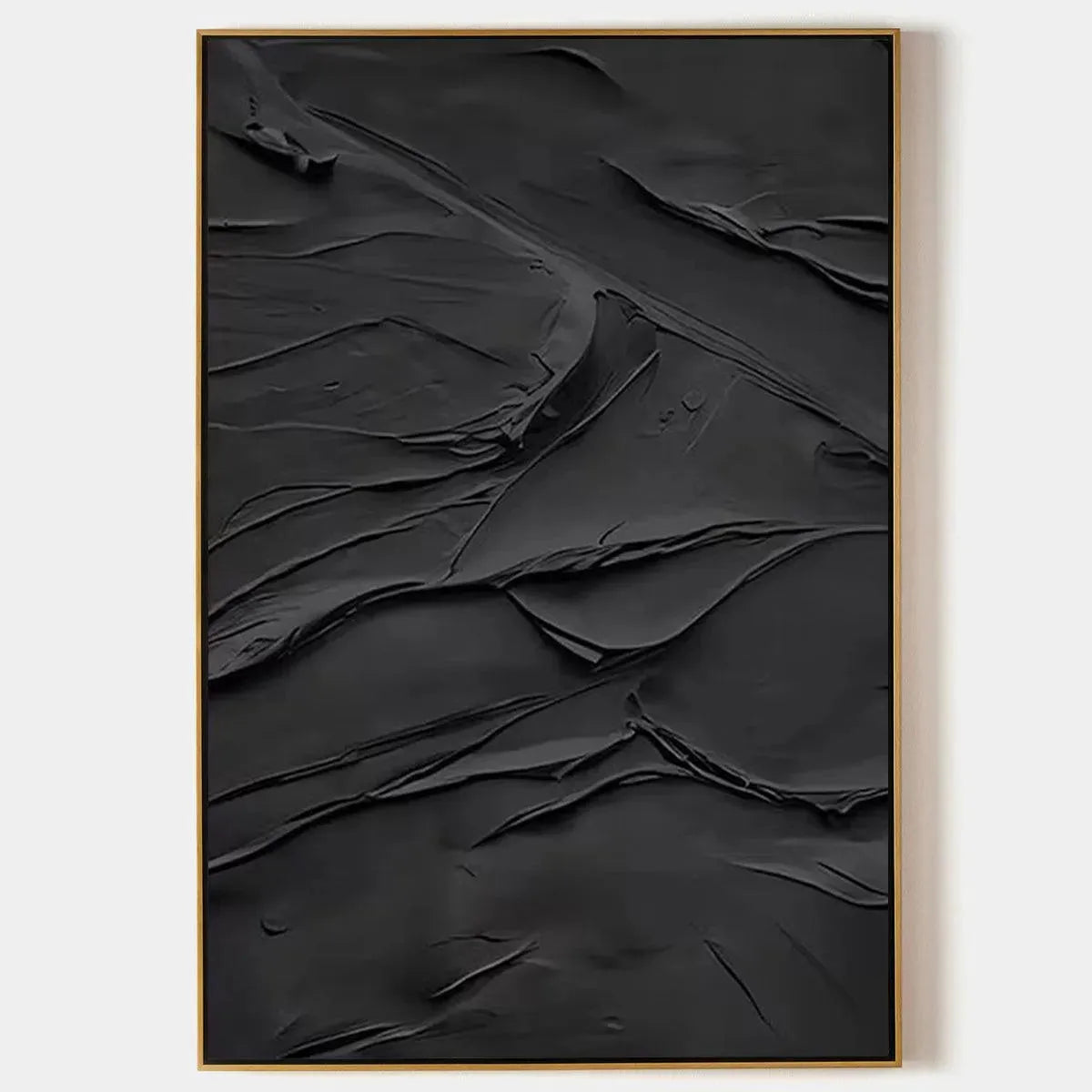 BLACK TEXTURED IMPASTO: Dramatic Black Impasto Painting, Vertical Wall Art