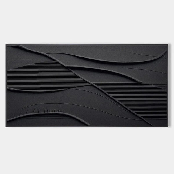 BLACK TEXTURED WAVES: Minimalist Textured Painting