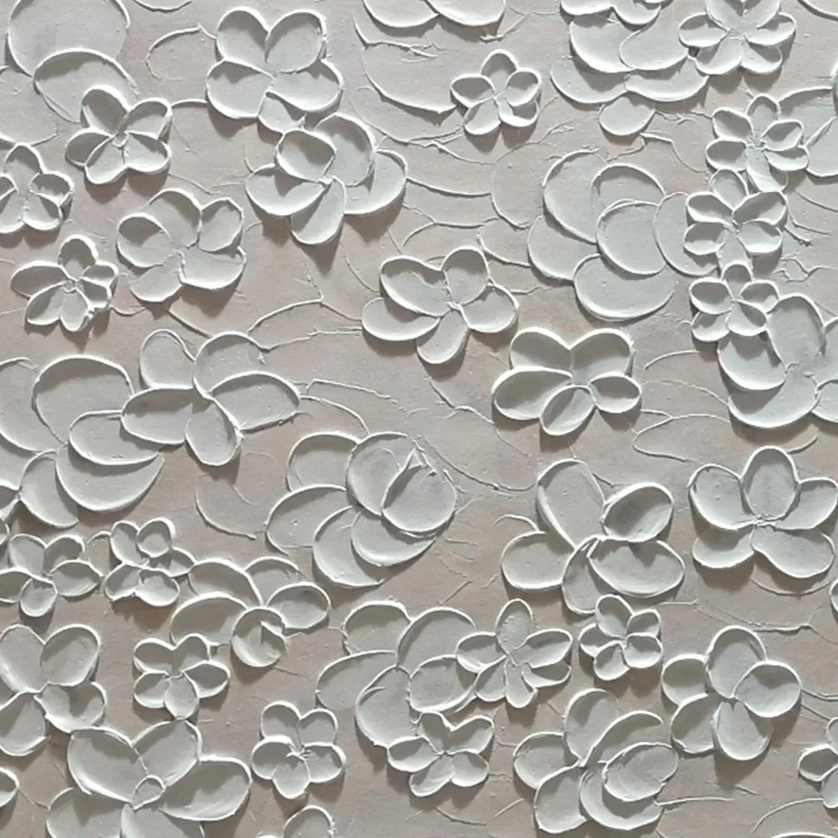 BLANC BLOOM: Textured White Floral Painting, Horizontal Canvas, Minimalist Wall Art - Image 3