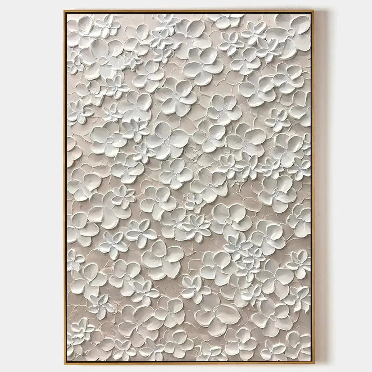 BLANC BLOOM: White Floral Impasto Painting for Bedroom