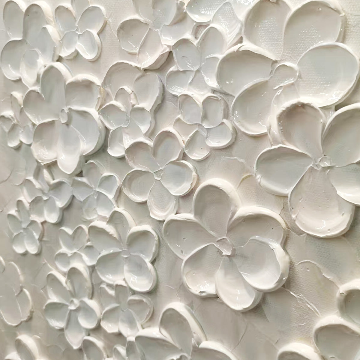 BLANC BLOOM: White Floral Impasto Painting for Bedroom - Image 3