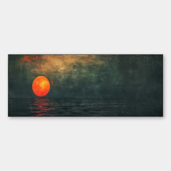 BLOOD MOON PANORAMIC: Sunset Painting, Panoramic Wall Art