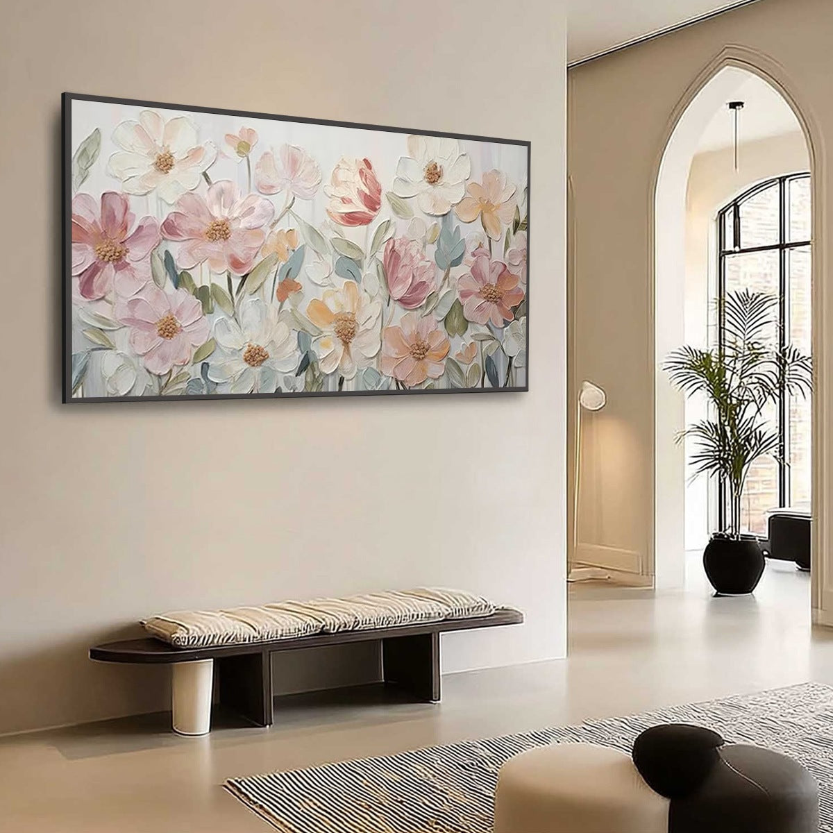 BLOOM WHISPER: Textured Pastel Floral Oil Painting - Image 8