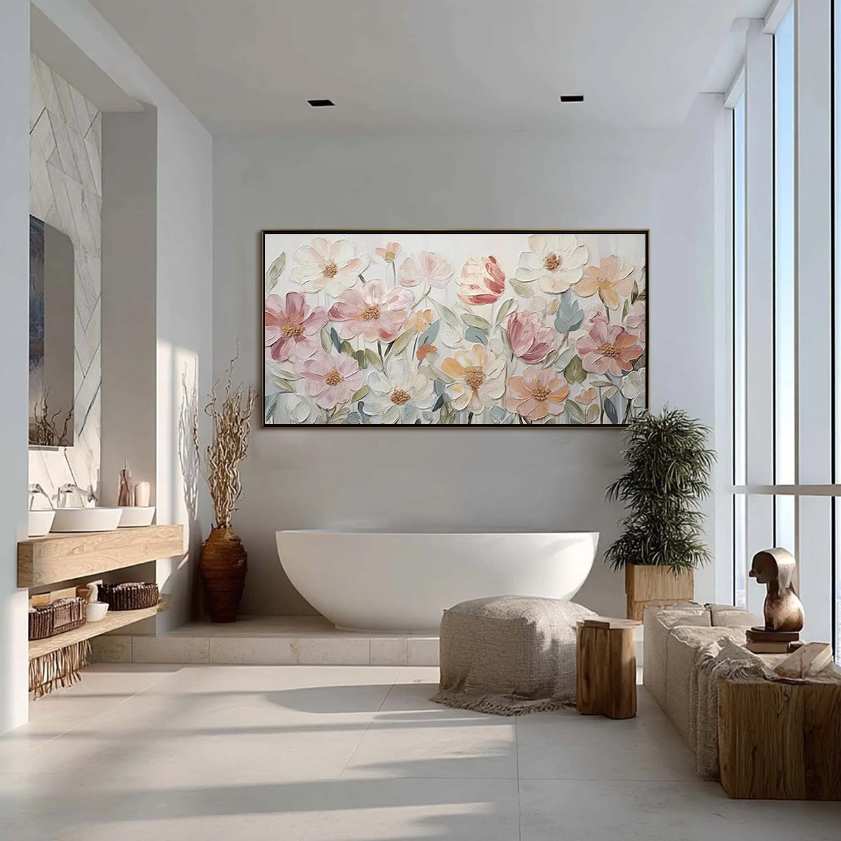 BLOOM WHISPER: Textured Pastel Floral Oil Painting - Image 6