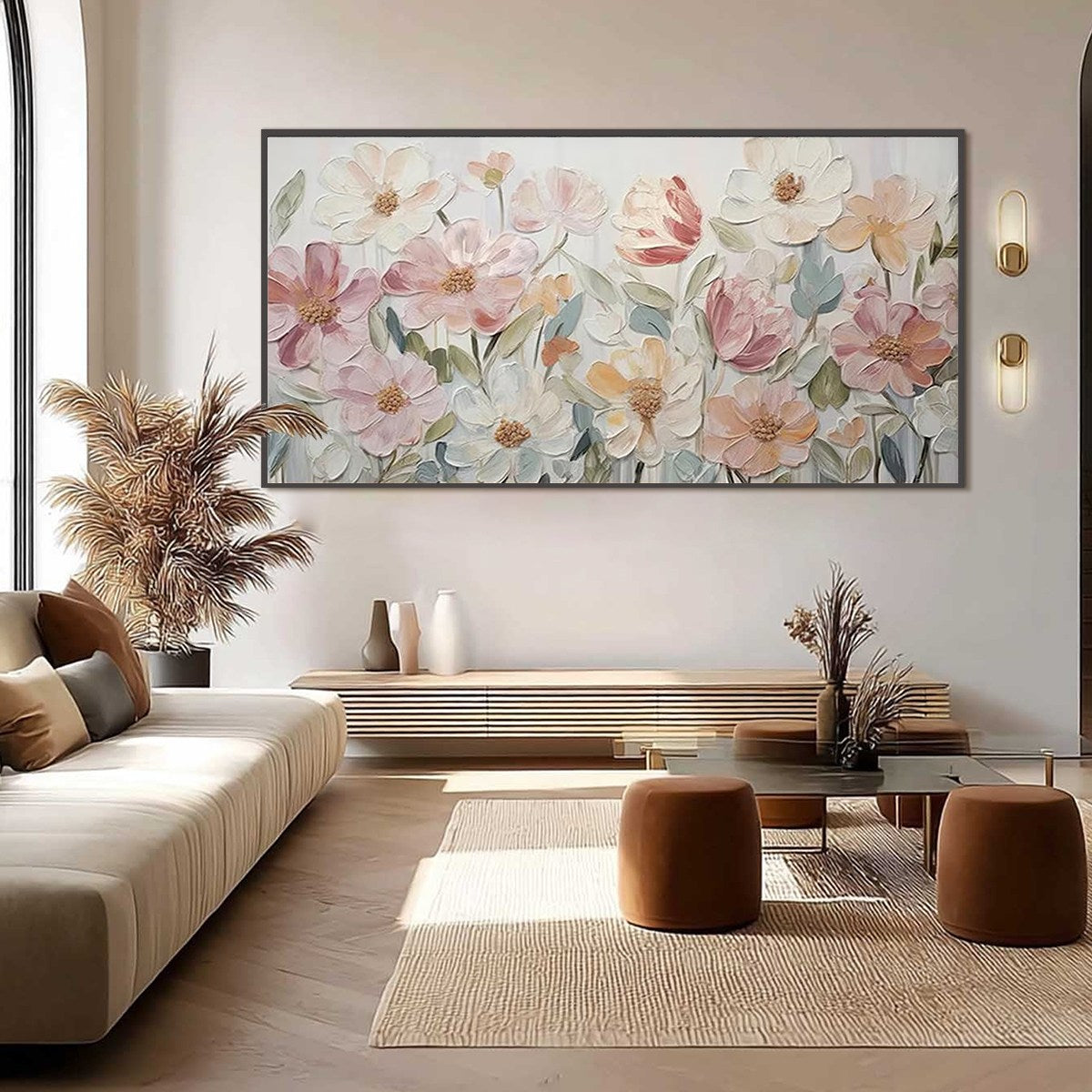 BLOOM WHISPER: Textured Pastel Floral Oil Painting - Image 4