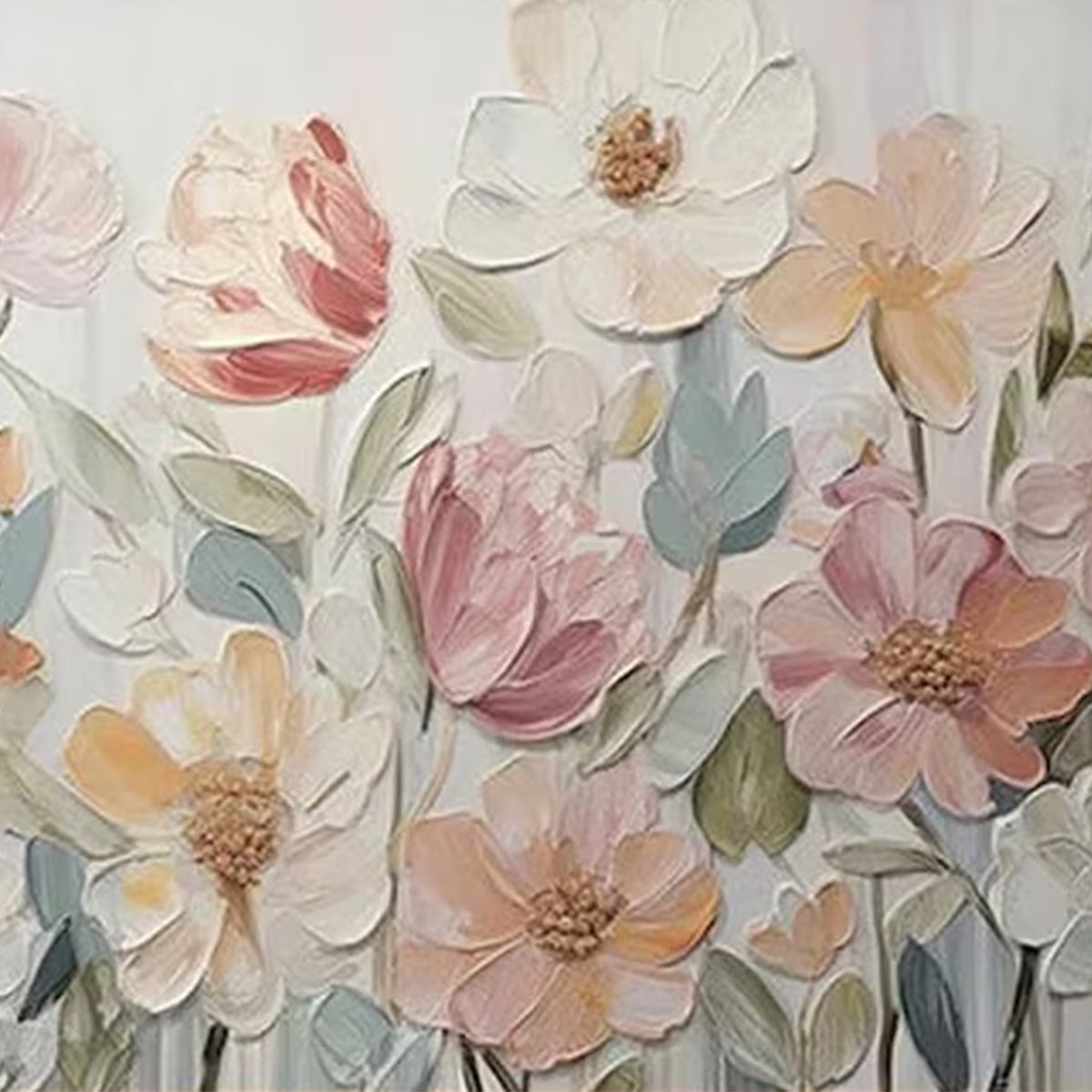 BLOOM WHISPER: Textured Pastel Floral Oil Painting - Image 3