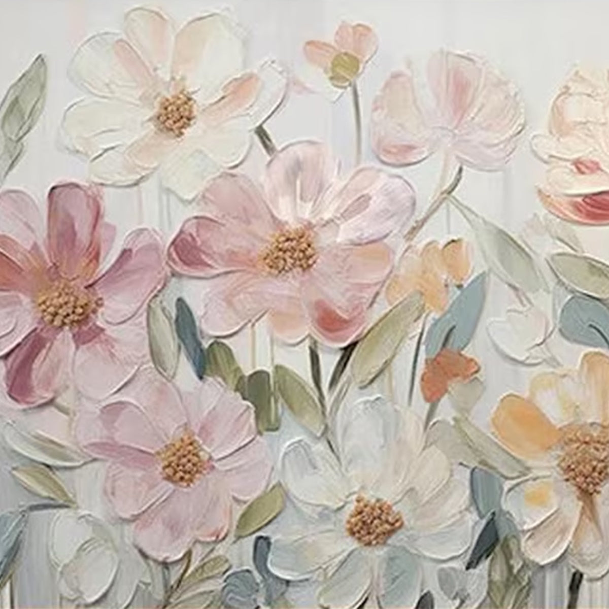 BLOOM WHISPER: Textured Pastel Floral Oil Painting - Image 5