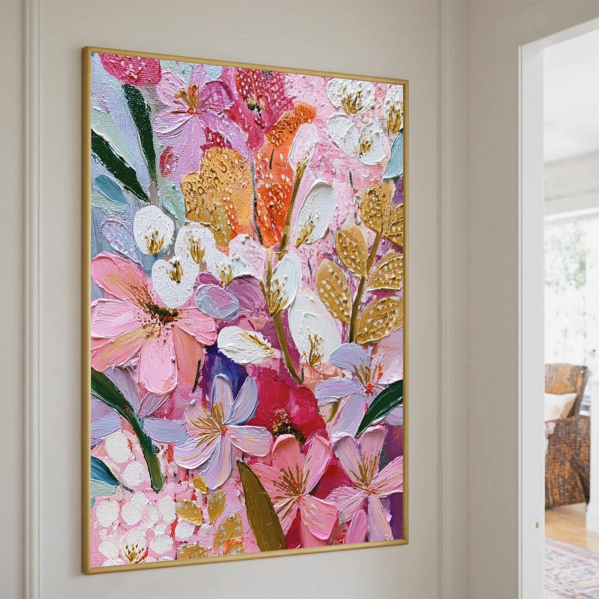 BLOOMING RHAPSODY: Textured Impasto Floral Oil Painting - Image 5