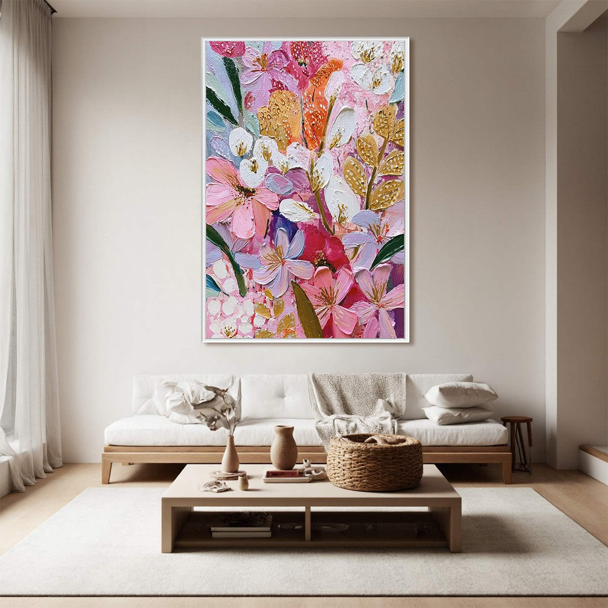 BLOOMING RHAPSODY: Textured Impasto Floral Oil Painting - Image 7