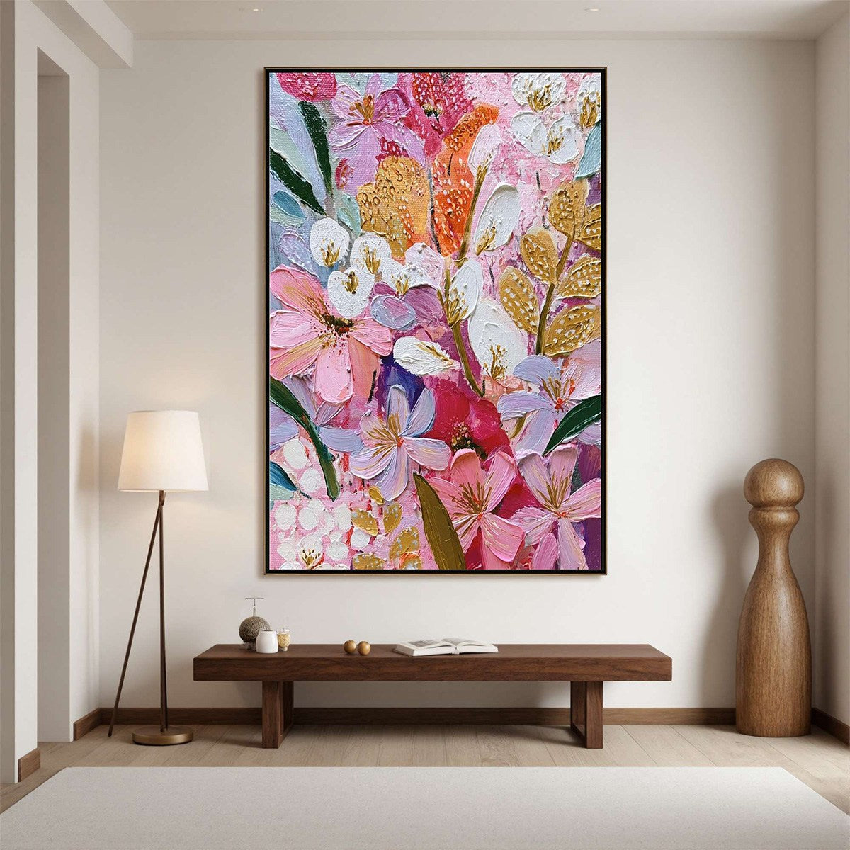 BLOOMING RHAPSODY: Textured Impasto Floral Oil Painting - Image 2