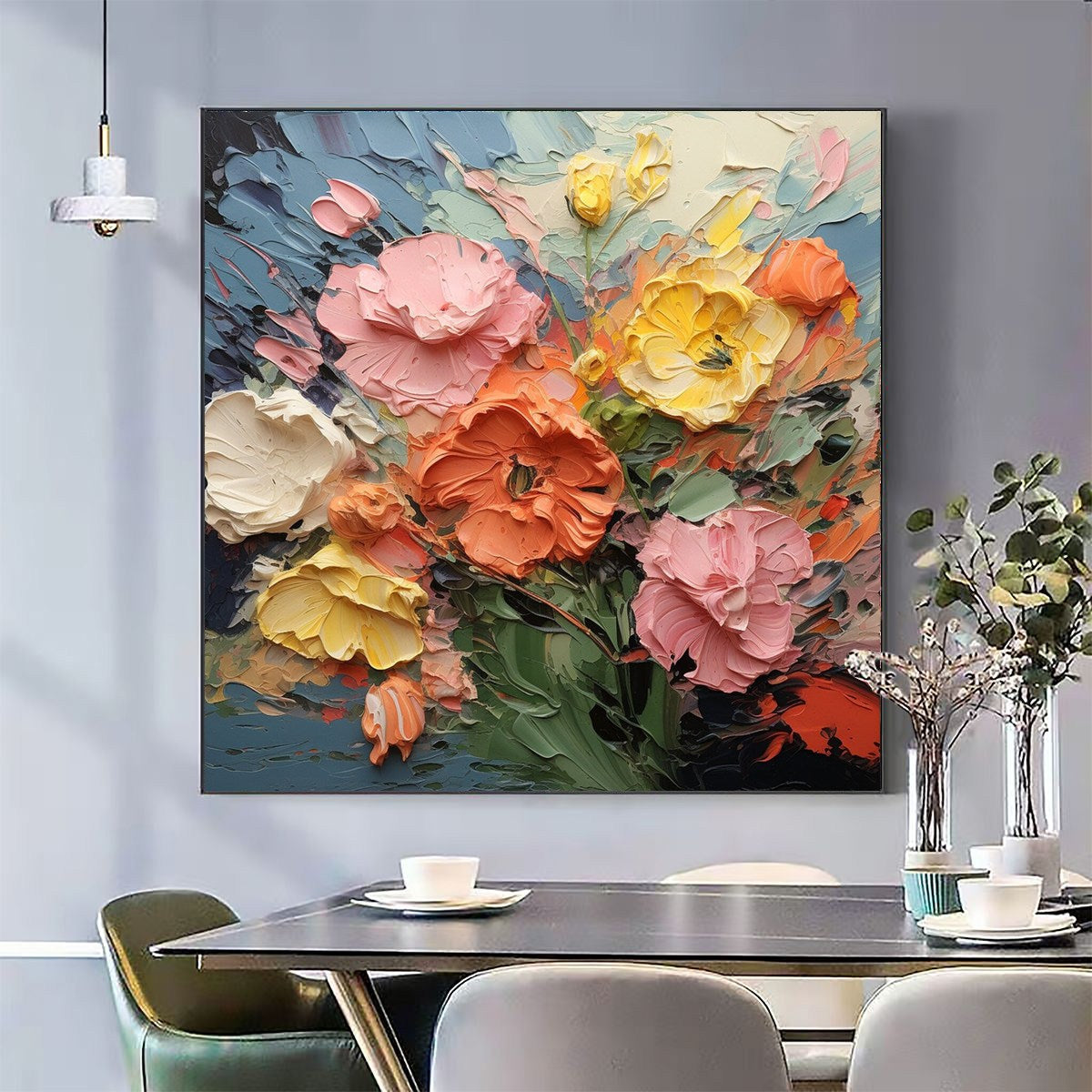 BLOOMING BOUQUET: Textured Floral Oil Painting - Image 2