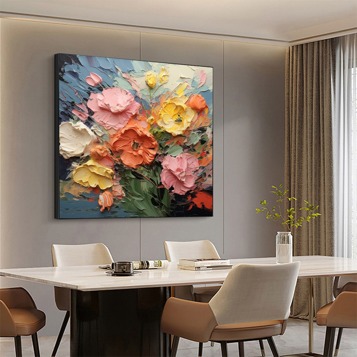 BLOOMING BOUQUET: Textured Floral Oil Painting - Image 4