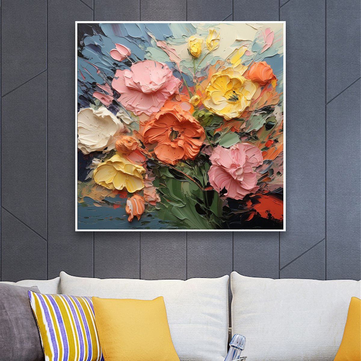 BLOOMING BOUQUET: Textured Floral Oil Painting - Image 5