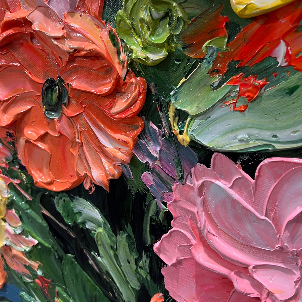 BLOOMING BOUQUET: Textured Floral Oil Painting - Image 6