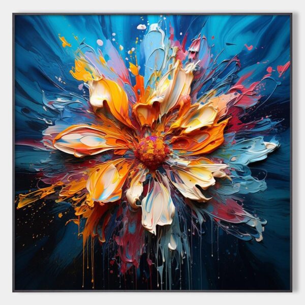 BLOOMING BURST: Textured Impasto Floral Oil Painting