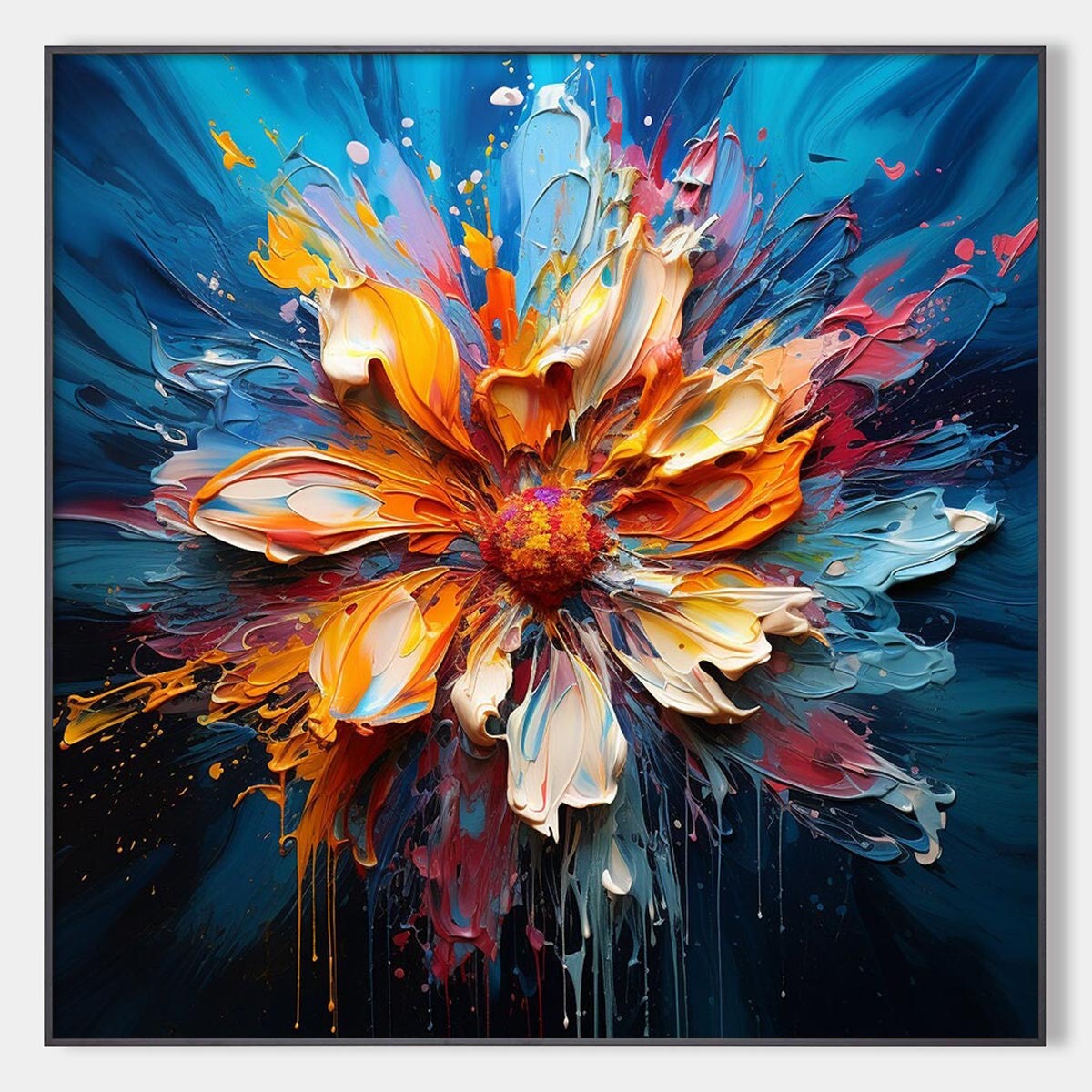 BLOOMING BURST: Textured Impasto Floral Oil Painting