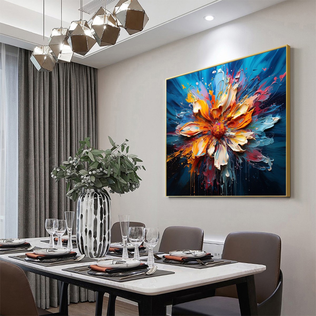 BLOOMING BURST: Textured Impasto Floral Oil Painting - Image 6