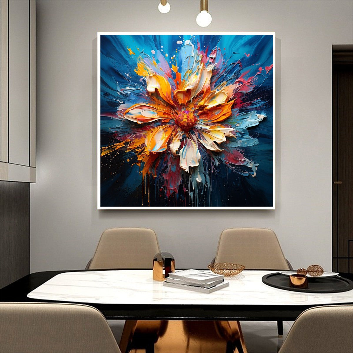 BLOOMING BURST: Textured Impasto Floral Oil Painting - Image 4