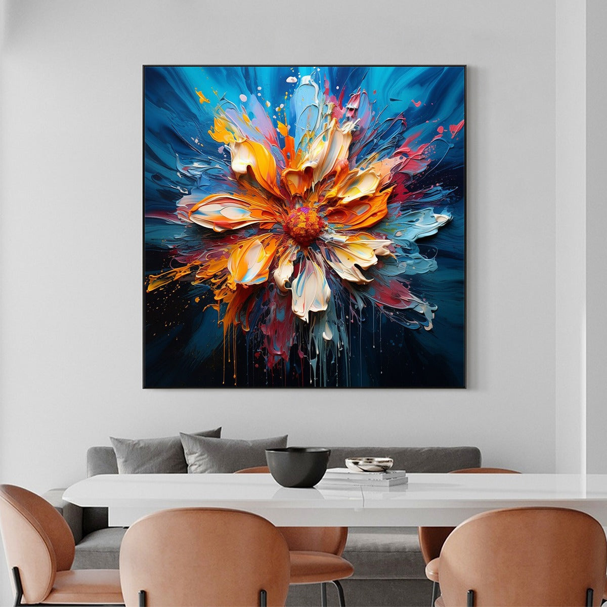 BLOOMING BURST: Textured Impasto Floral Oil Painting - Image 2