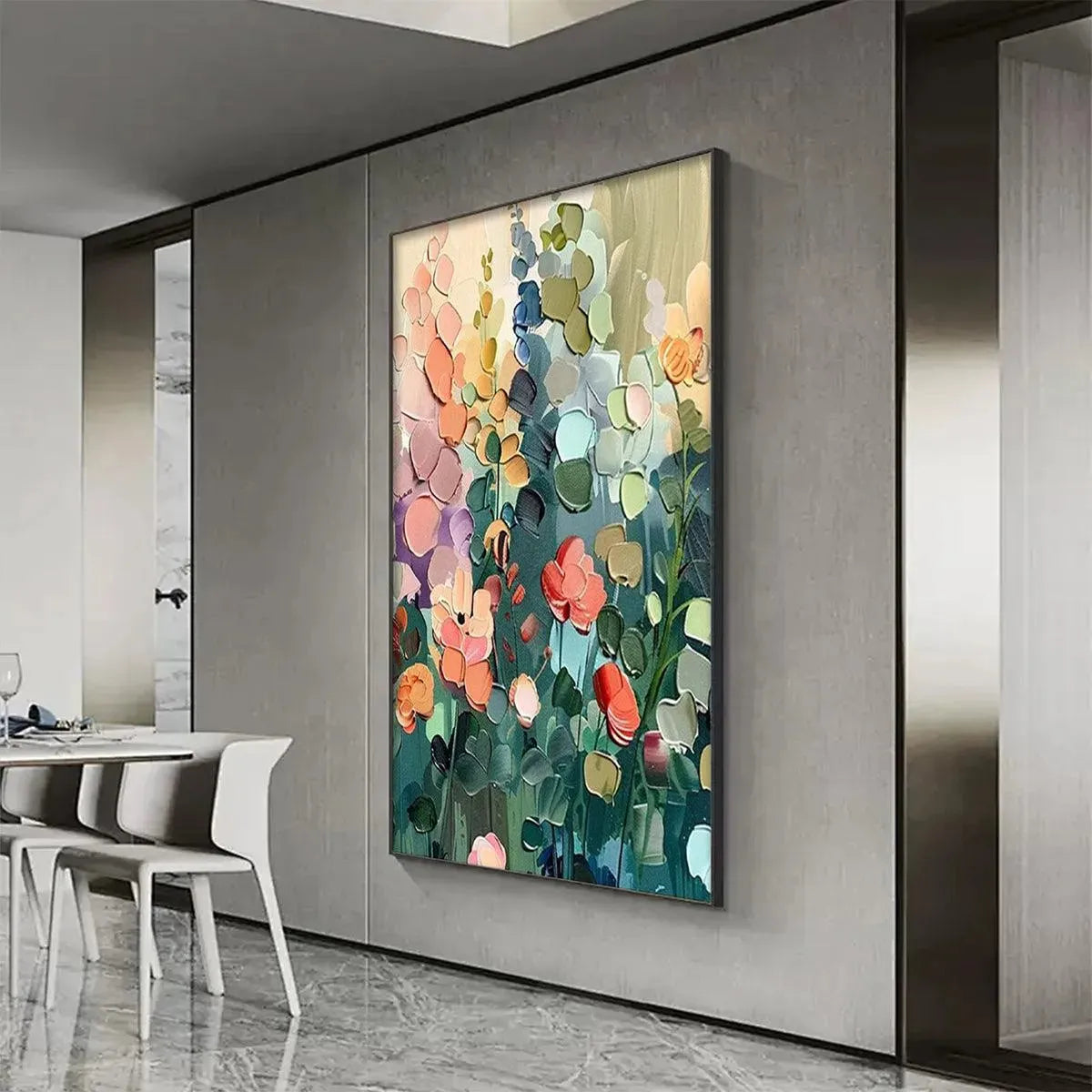BLOOMING MEADOW: Textured Floral Painting, Colorful Wildflower Wall Art, Vertical Canvas, Impasto Decor - Image 5