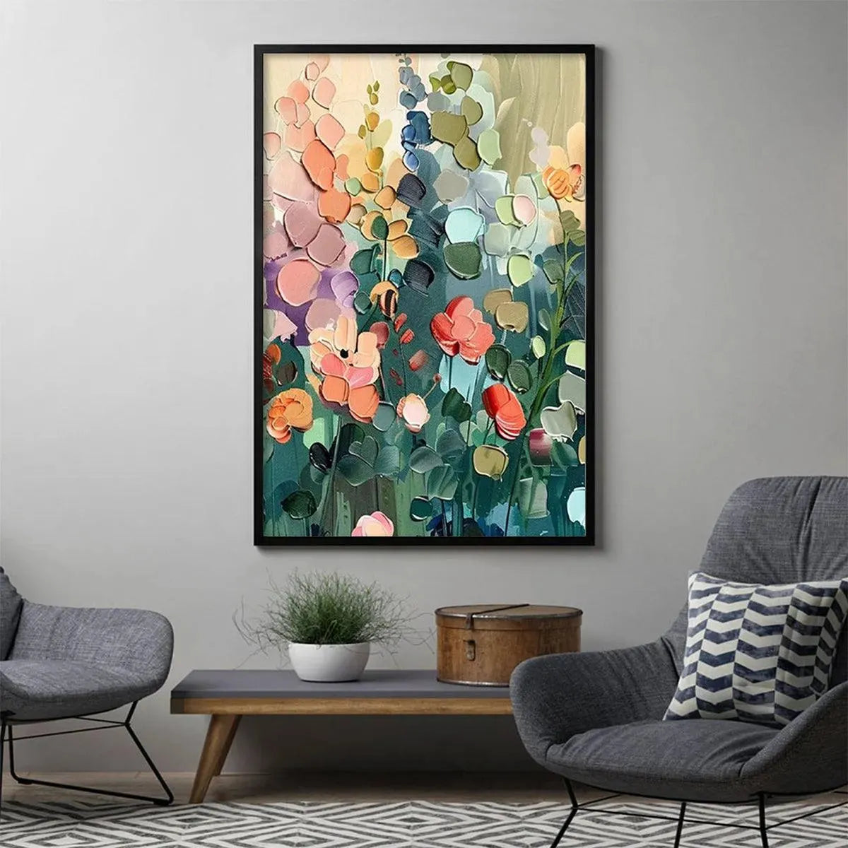 BLOOMING MEADOW: Textured Floral Painting, Colorful Wildflower Wall Art, Vertical Canvas, Impasto Decor - Image 7