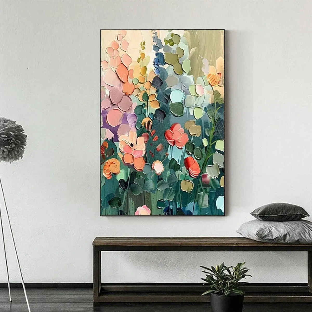 BLOOMING MEADOW: Textured Floral Painting, Colorful Wildflower Wall Art, Vertical Canvas, Impasto Decor - Image 8