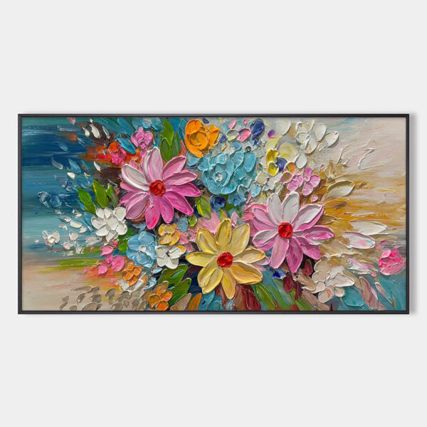 BLOOMING RHAPSODY: Colorful Floral Impasto Oil Painting