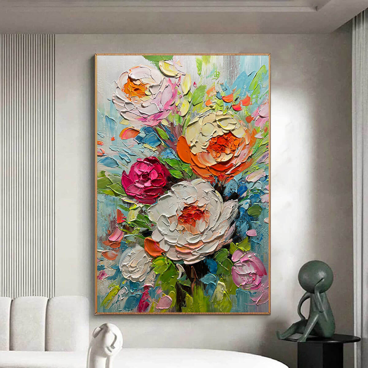 BLOOMING RHAPSODY: Colorful Floral Impasto Oil Painting - Image 2