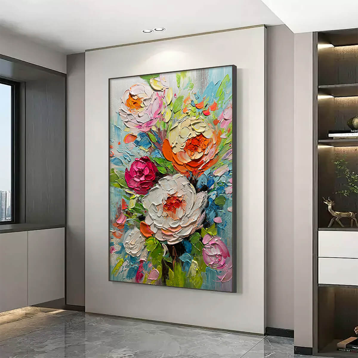BLOOMING RHAPSODY: Colorful Floral Impasto Oil Painting - Image 7