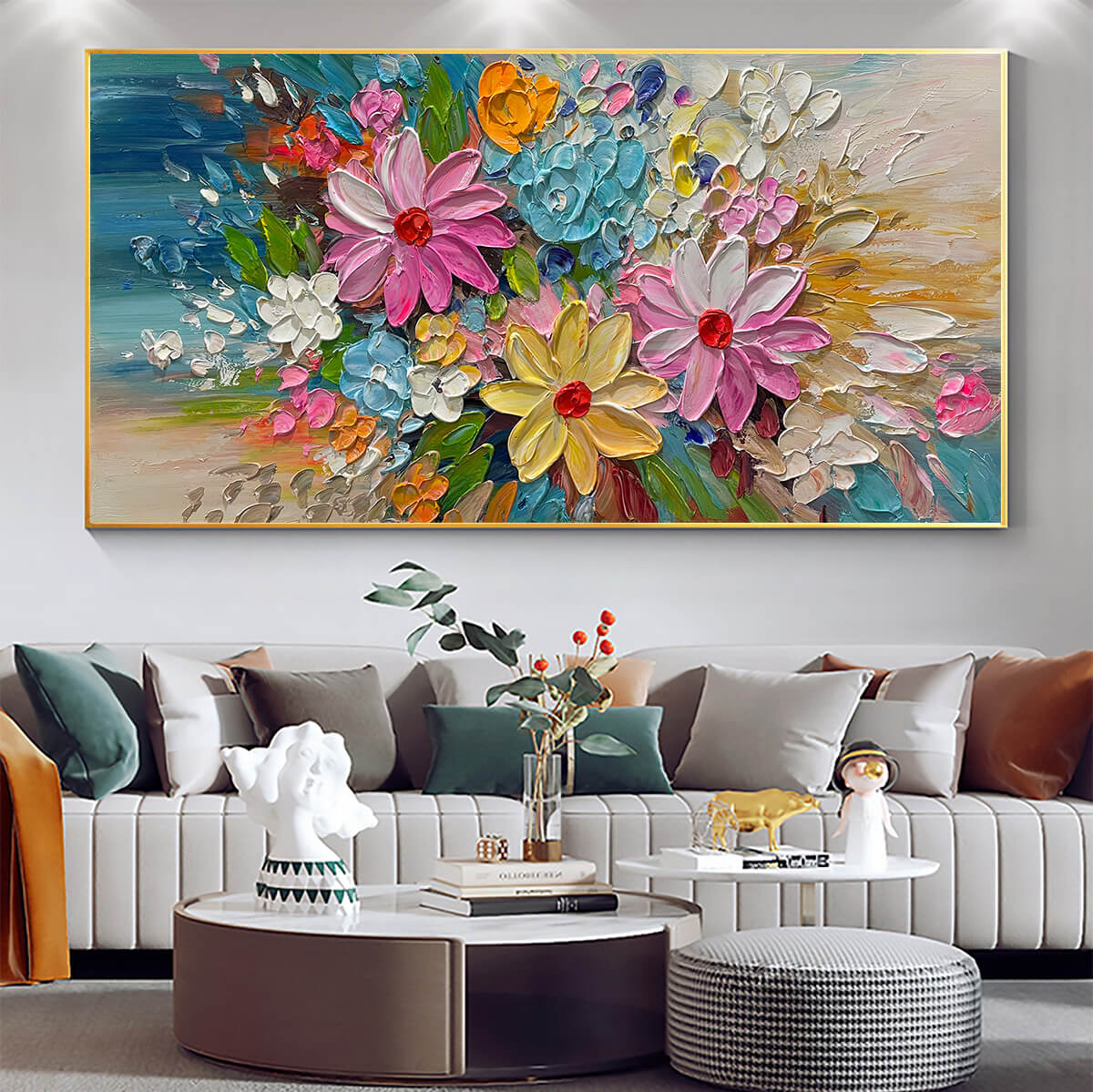 BLOOMING RHAPSODY: Colorful Floral Impasto Oil Painting - Image 2