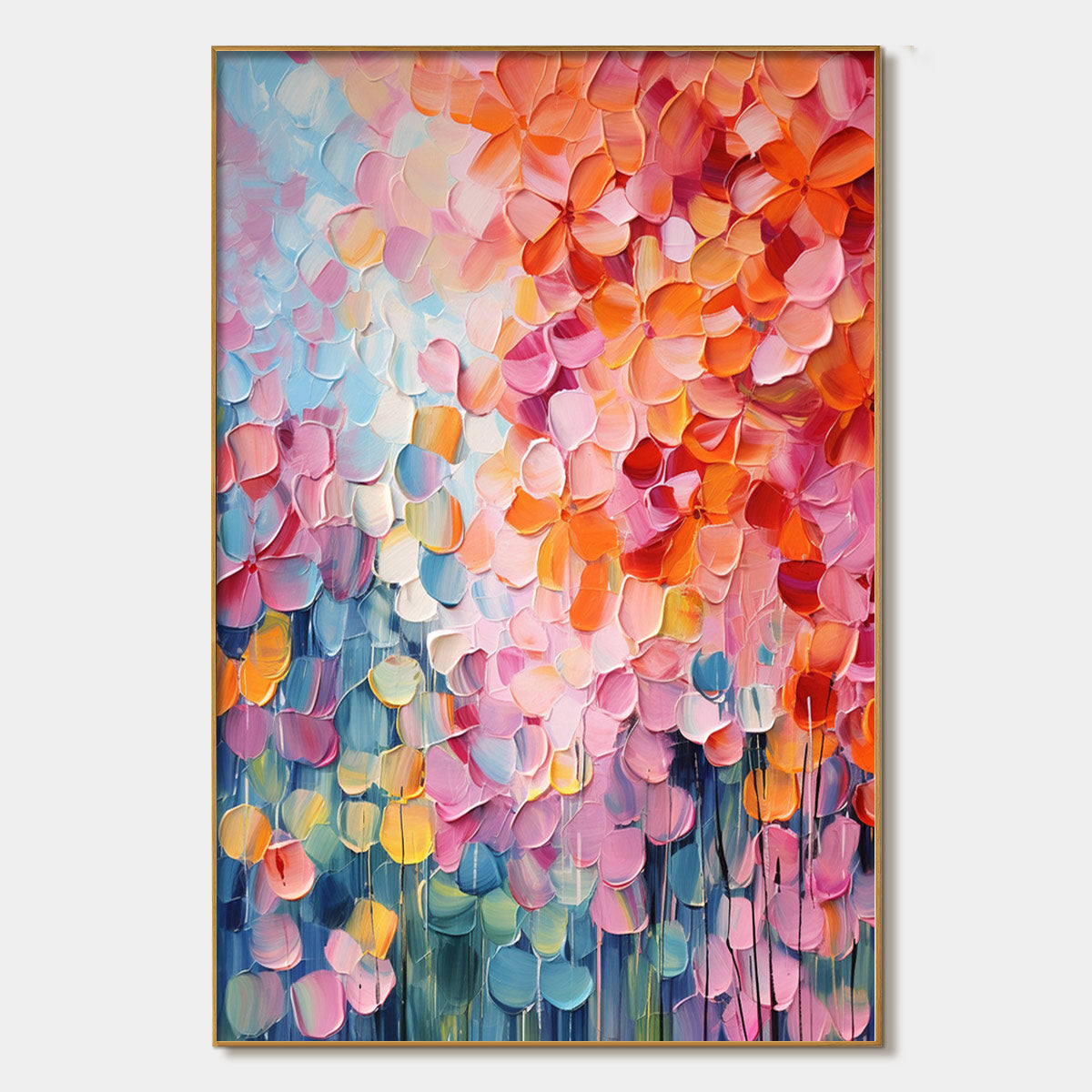 BLOOMING RHAPSODY: Textured Impasto Floral Oil Painting