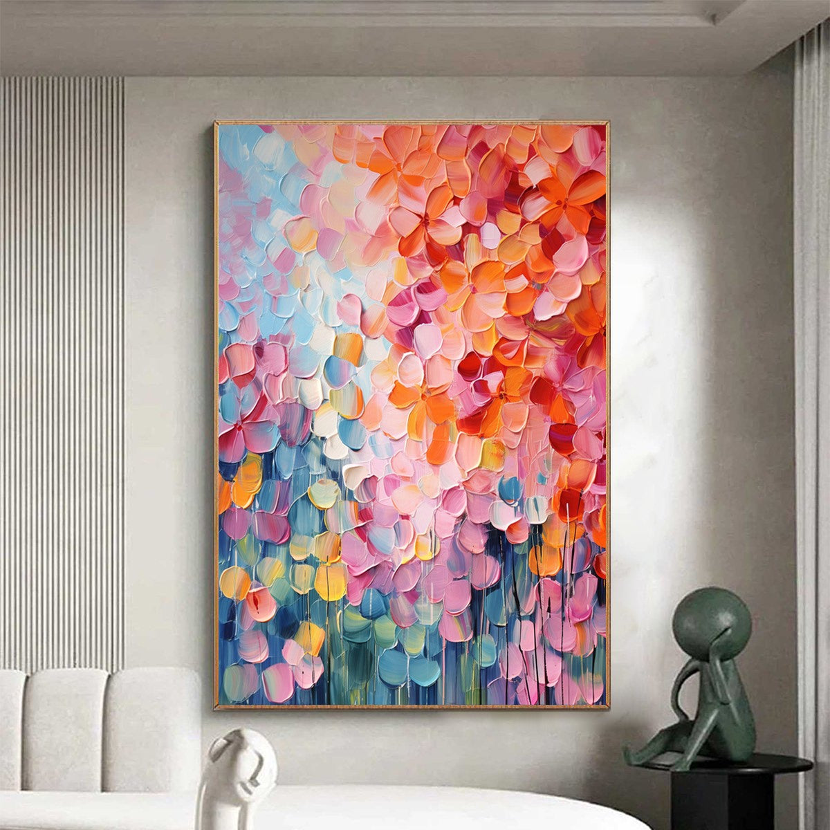 BLOOMING RHAPSODY: Textured Impasto Floral Oil Painting - Image 2