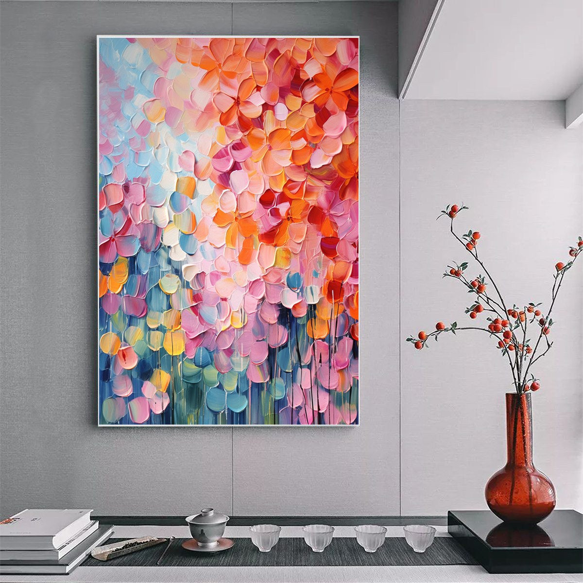 BLOOMING RHAPSODY: Textured Impasto Floral Oil Painting - Image 5